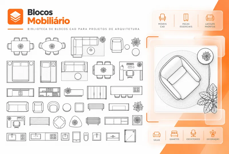 Blocos de Mobiliário disponíveis na biblioteca do plugin