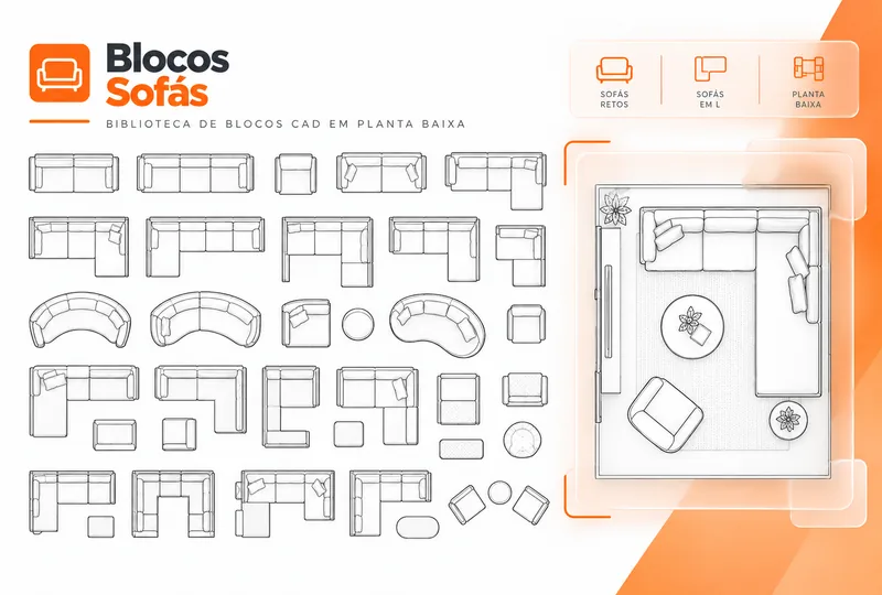 Blocos de Sofás disponíveis na biblioteca do plugin