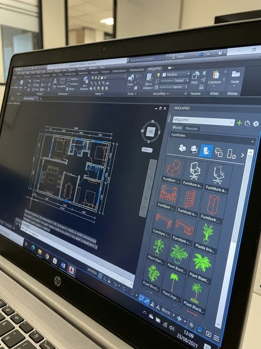 Categorias de blocos exibidas no AutoCAD